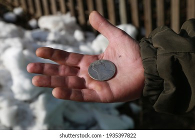 Silver Austrian Coin Thaler In Hand