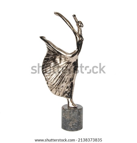 silver bale dancer statue isolated on white