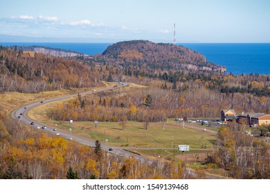 Silver Bay, Minnesota - October 20, 2019: Overlook On The Scenic North Shore Drive (highway 61) And Lake Superior In The Fall