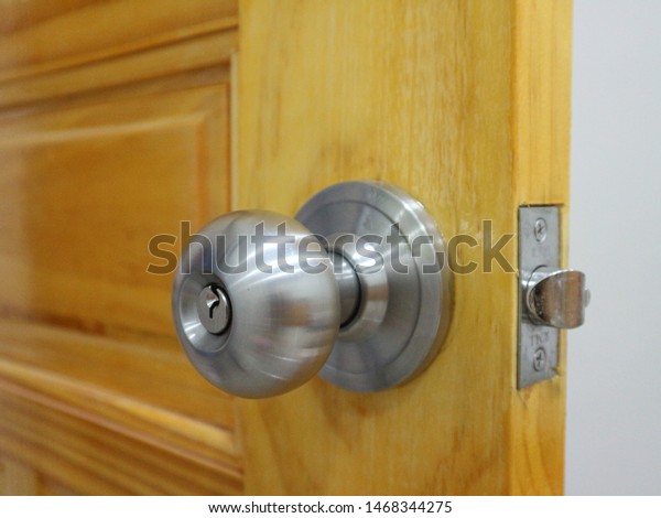 silver door knob with lock