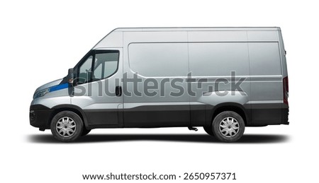 Silver big van side view isolated on white background