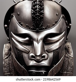 Silver Black Metal Samurai Mask Isolated Stock Photo 2198642569 ...