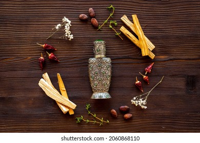 Silver Bottle Of Arabian Oud Perfume Or Agar Wood Oil