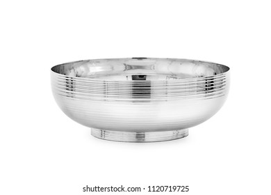 Silver Bowl On White Background