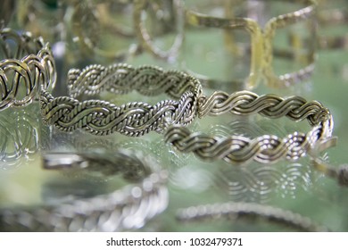 Silver Bracelets On Sale In A Mexican Jewelry Store