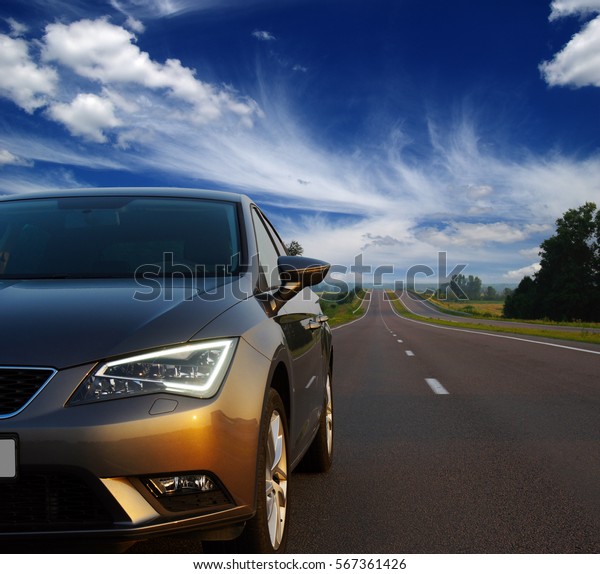 Silver Car On Road Stock Photo Edit Now 567361426