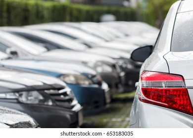 Silver Car Parking Outdoor After Rain