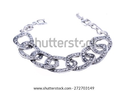 silver chain bracelet on a white background