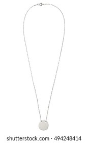 Silver Chain With Pendant On White Background