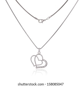 Silver Chain And Pendant In The Shape Of Heart