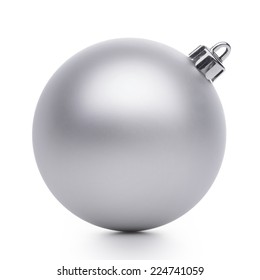 Silver christmas ball isolated on white background