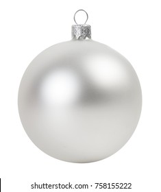 Silver Christmas Ball Isolated On White Background