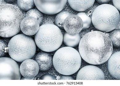 Silver Christmas Baubles Background