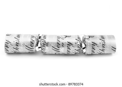 Silver Christmas Cracker Isolated On White