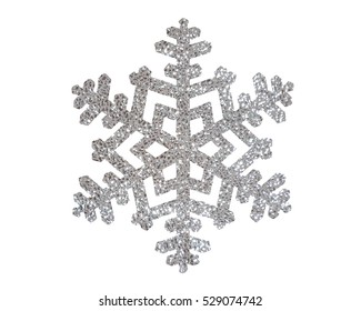 Silver Christmas Snowflake Isolated On White Background