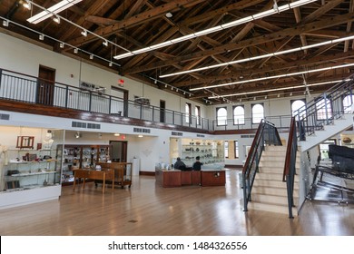 Silver City, New Mexico USA - July 30, 2019: Historic Western New Mexico University Fleming Hall Interior, Main Floor, The Original Gymnasium, Built In 1917, Now WNMU Museum