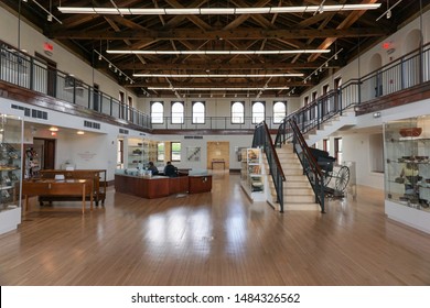 Silver City, New Mexico USA - July 30, 2019: Western New Mexico University Fleming Hall, Historic 1917 Architecture, Interior, Now WNMU Museum Features Displays Of Mimbres Mogollon Prehistoric Pottery