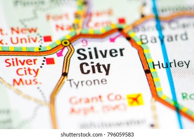 Silver City. New Mexico. USA On A Map