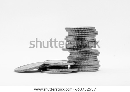 Silver coin business black and white background