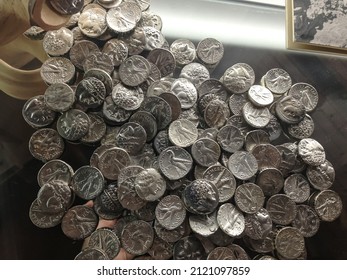 Silver Coins. Cyprus Museum Lefkosia. Mediterranean Sea. Cyprus