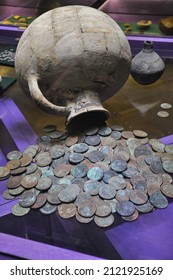 Silver Coins. Cyprus Museum Lefkosia. Mediterranean Sea. Cyprus. Cyprus 