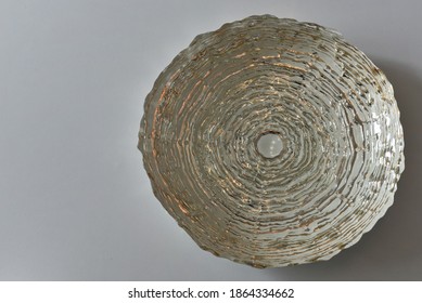 Silver Colored Empty Fruit Bowl On Gray Background