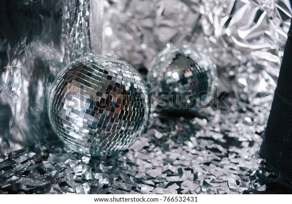 Silver Confetti On Floor Party Decorations Stock Photo Edit Now