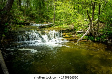 Silver Creek Falls In Brampton, Ontario, Canada.