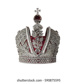 Silver Crown Jewels Isolated On White Stock Photo (Edit Now) 590875595