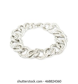 Silver Diamond Bracelet Isolated On White Background