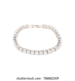 Silver Diamond Bracelet Isolated On White Background