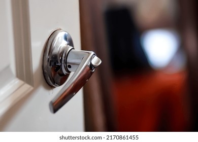 Silver Door Knob Handle In Bedroom