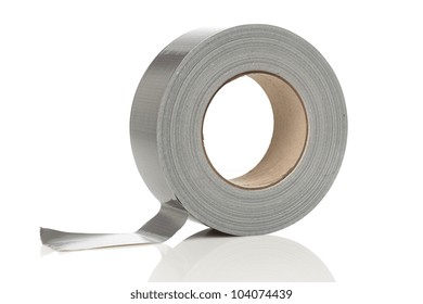 Silver Duct Tape On A White Background