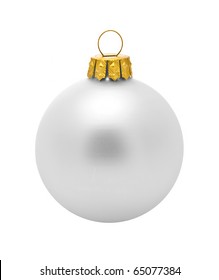 Silver Dull Christmas Ball On White Background