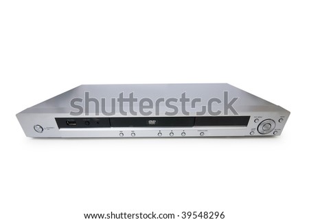 Silver DVD player isolated on the white