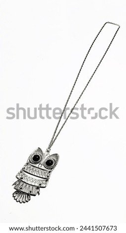 Silver Ethnic Owl Plats Necklace View From Top