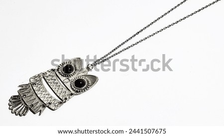 Silver Ethnic Owl Plats Necklace Zoom View From Front