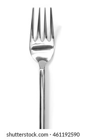 silver fork on white background