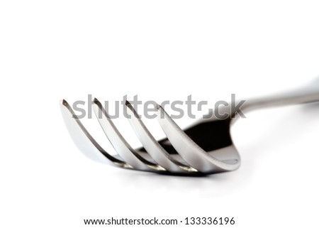 Silver fork on a white background