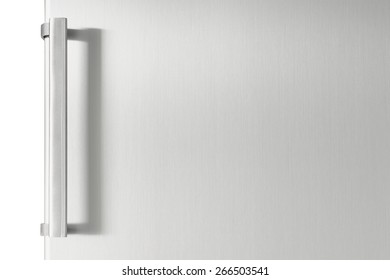Silver fridge door with handle, with free space for text
