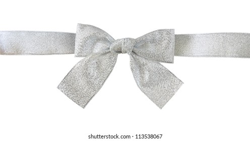 Silver Gift Bow With Clipping Path