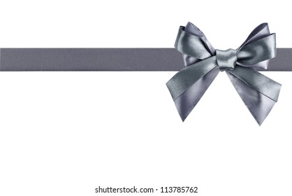 Silver Gift Bow On White Background