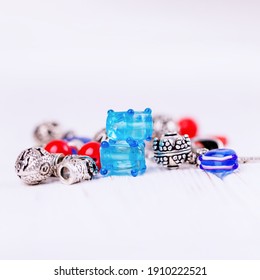 Silver And Glass Murano Beads For Handmade Jewelry