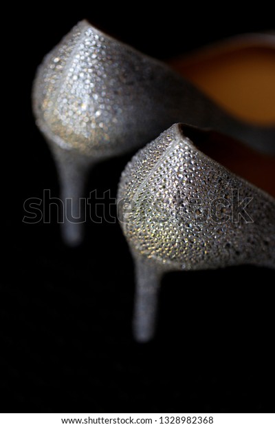 womens silver glitter heels