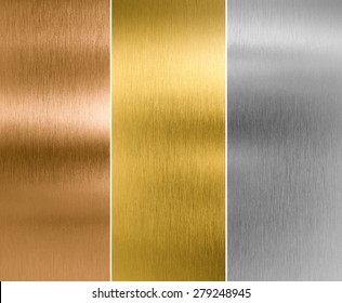 silver, gold and bronze metal texture backgrounds - Shutterstock ID 279248945