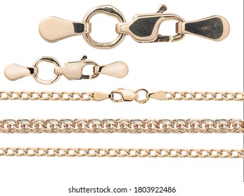Silver Gold Chain pendant Weaving Macro Fragments Element isolated on white - Shutterstock ID 1803922486