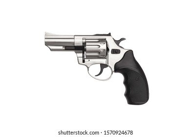 Silver Gun Revolver Isolate On White Stock Photo 1442573249 