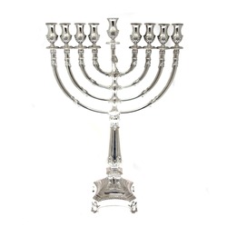 Silver Hanukkah Menorah Isolated On White Background