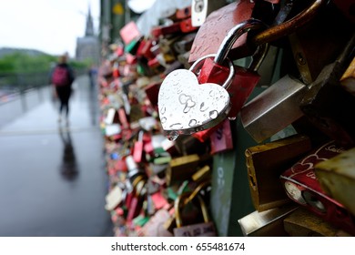 Silver Heart Lock On The Hohenzollern Bridge