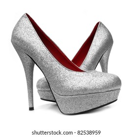 Silver High Heels Pump Shoes